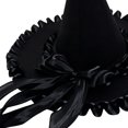 thumbnail image 7 of Hsqqdc Women Velvet Ruffled Pointer Hat Ribbon Bow Dark Fantasy Masquerade Festival Headwear, 7 of 7