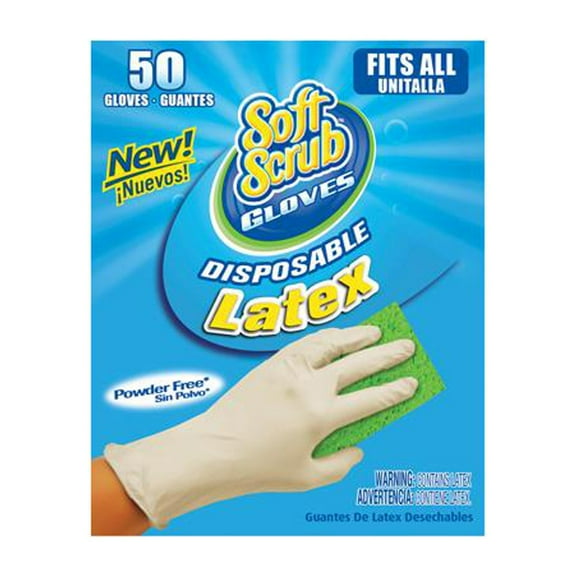 Soft Scrub 11350-16 Disposable Latex Gloves, Powder Free, One Size, 50-Ct. - Quantity 6