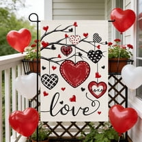 Valentine's Day Outdoor Garden Flag, Love Heart Tree Rustic Anniversary Wedding Yard Outdoor Flag, 12.6" X 18.5" Double Sided Design, For Valentine Decor