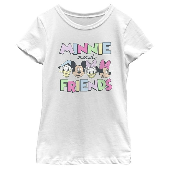 Girl's Mickey & Friends Minnie Crew Graphic Tee White Medium