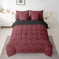 thumbnail image 2 of Feelyou Adult Boho Damask Twin Bedding Sets 7pcs, Maroon Butterfly Moth Comforter Set, 2 of 8