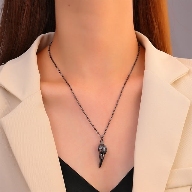 mtvxesu Necklaces Pendants Gothic Punk Crow Skull Pendant Necklace Cold Wind Clavicle Chain