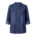thumbnail image 4 of Luvrsol Womens Button Up Denim Shirts Long‑Sleeve Jean Blouse Casual Loose Top Coat Jacket S-2XL, 4 of 8