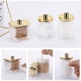 thumbnail image 4 of Tbestmax 3 Pack Qtips Dispenser - Bathroom Organizers and Storage Containers, Plastic Apothecary Jars with Gold Lids for Cotton Ball Swab Round Pads, Floss - Gold, 4 of 7