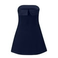 thumbnail image 6 of BiZtdJrK Women's Velvet Tube Top Dress Strapless Bodycon A-Line Mini Dress Off The Shoulder Backless Party Club Dresses Navy XL Lightning Sales of Today Prime, 6 of 9