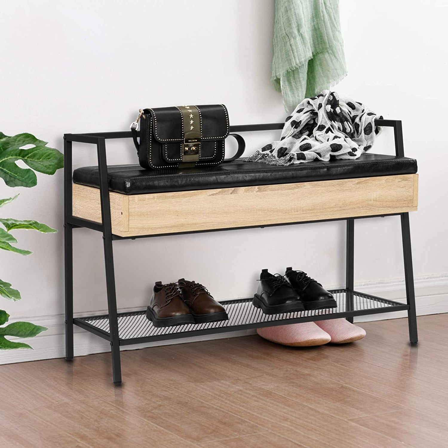 3 Cube Organizer Storage Bench Espresso Stylish With Seating For Up To 2 Adults 
