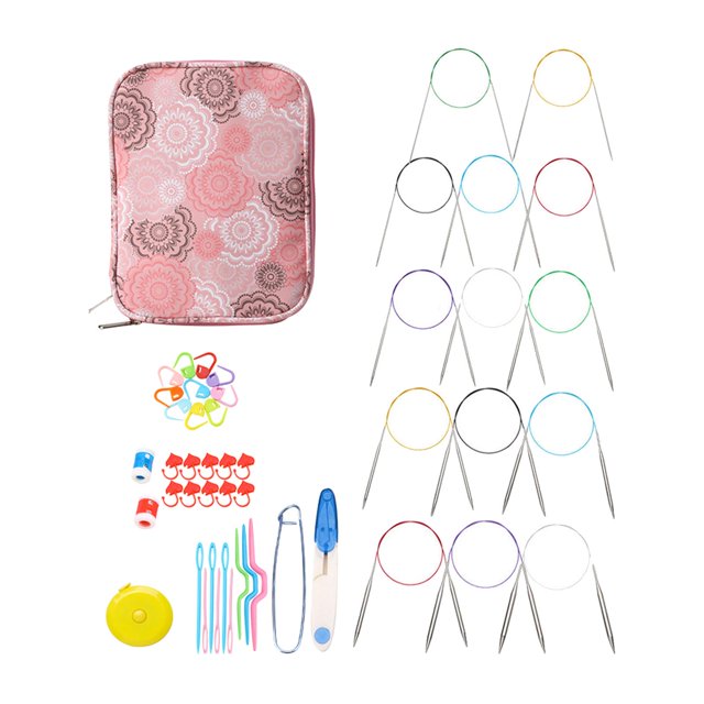 Juego de 47 piezas de de doble extremo, regla de acero inoxidable, juego de agujas de tejer, juego de agujas de de para prin BLESIY lazo de ganchillo