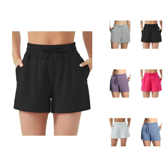 Running Shorts for Women Loose High Waist Lace Up Pockets Breathable Yoga Gym Active Sports Workout Athletic Shorts