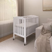 Dream On Me 2-in-1 Folding Portable Mini Crib in White, Mattress Pad Included, Easy to Fold and Store Baby Crib, Two Adjustable Mattress Height positions Convertible Crib