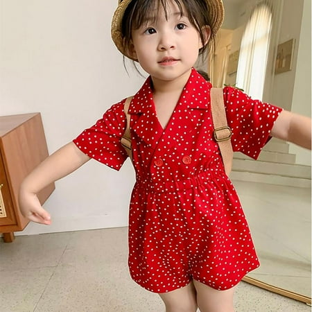 

Toddler Girls Dresses Children s Lapel Jumpsuit Summer Girl Sweet Dress Polka Dot Jumpsuit Children s Pants Baby Kids Clothing