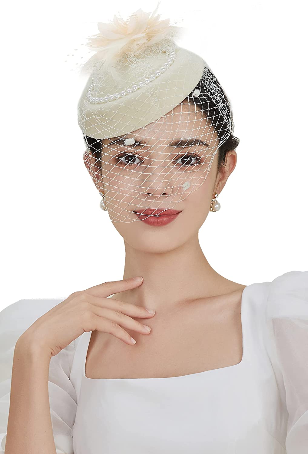 Veil Fascinator Hat for Women Tea Party 