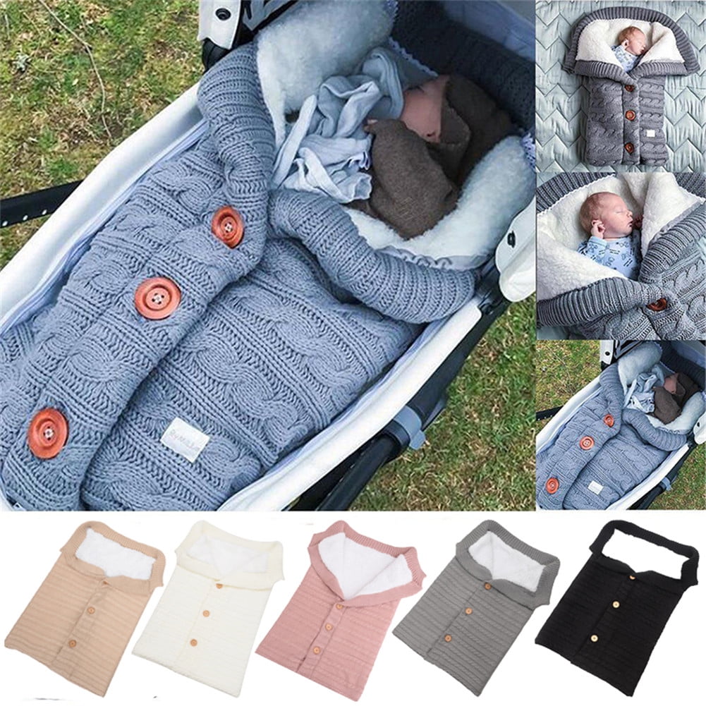 Newborn Baby Kid Knit Swaddle Stroller Wrap Blanket Infant Pram Sleeping Bag