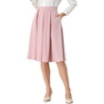 thumbnail image 1 of Falda Midi Plisada de Cintura Alta A Linea Flare para Mujeres INSPIRE CHIC M Rosa, 1 of 6