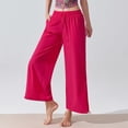 thumbnail image 5 of FRSASU Wide Leg Pants for Women High Waisted Baggy Palazzo Pants Casual Pull On Bell Bottom Smocked Elastic Waist Pants Hot Pink, 5 of 7