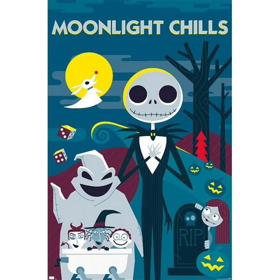 Disney Tim Burton's The Nightmare Before Christmas - Moonlight Chills Wall Poster, 14.725" x 22.375"