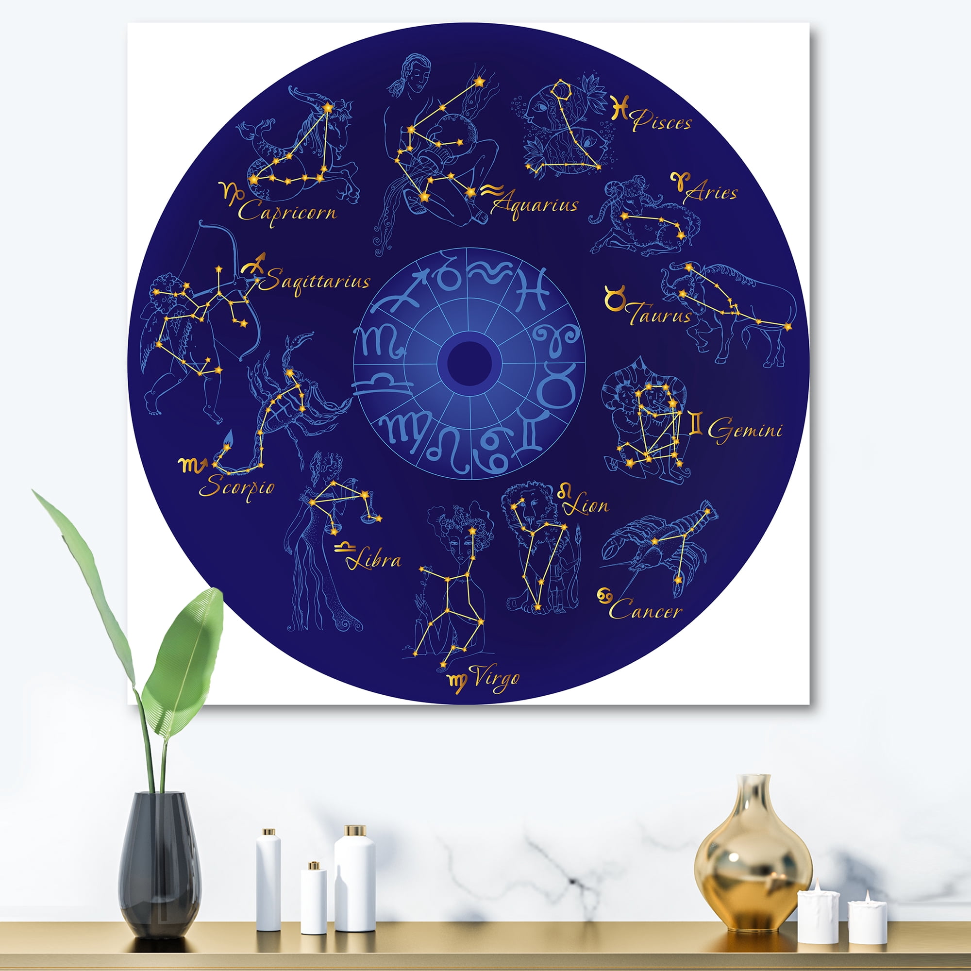 Designart ' Zodiac Signs and Zodiac With Constellations ' Modern Canvas Wall Art Print