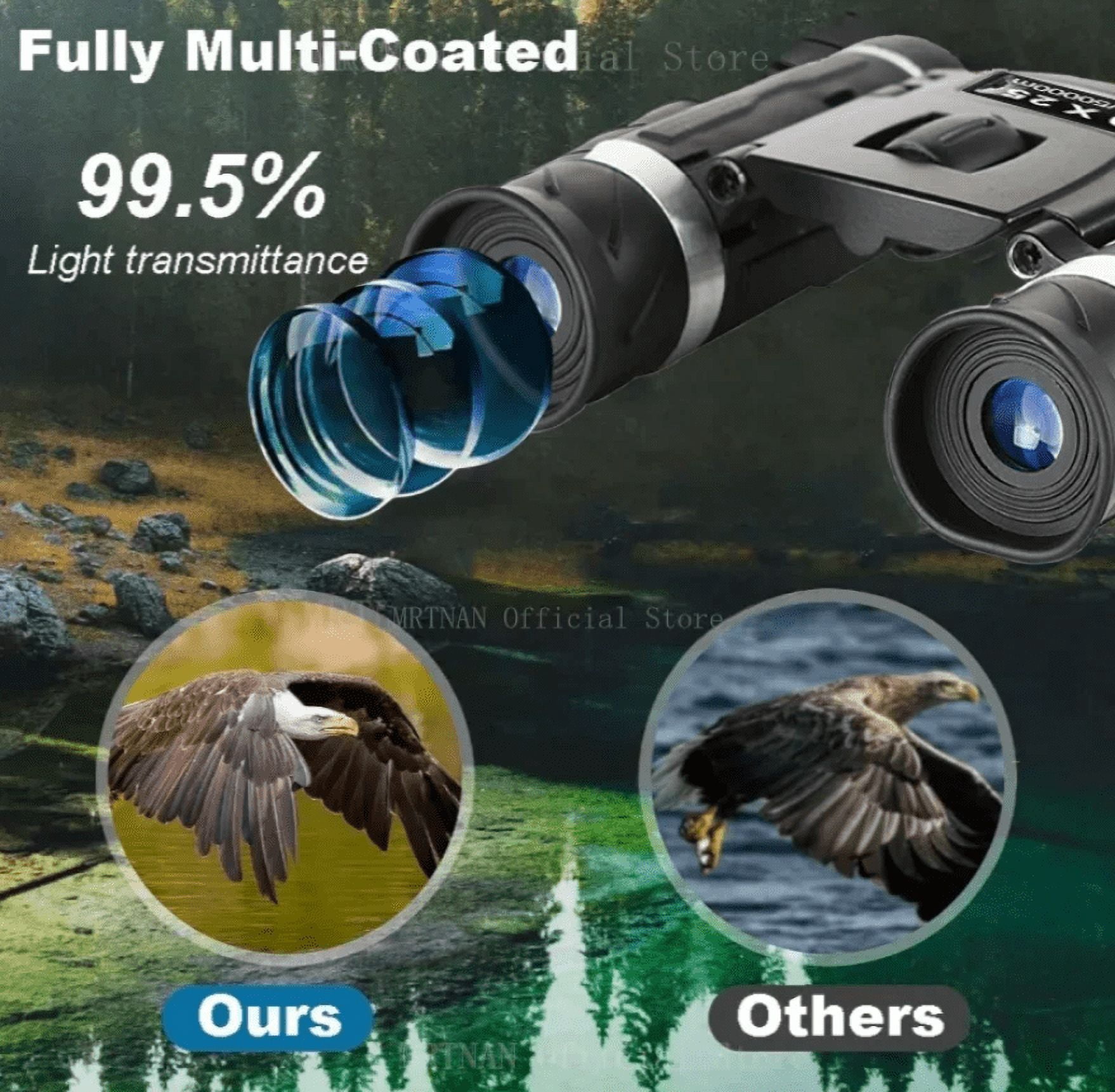 Professional Powerful 500x25 Binoculars High Magnification Low Light Night Vision Mini Portable Telescope For Outdoor Camping