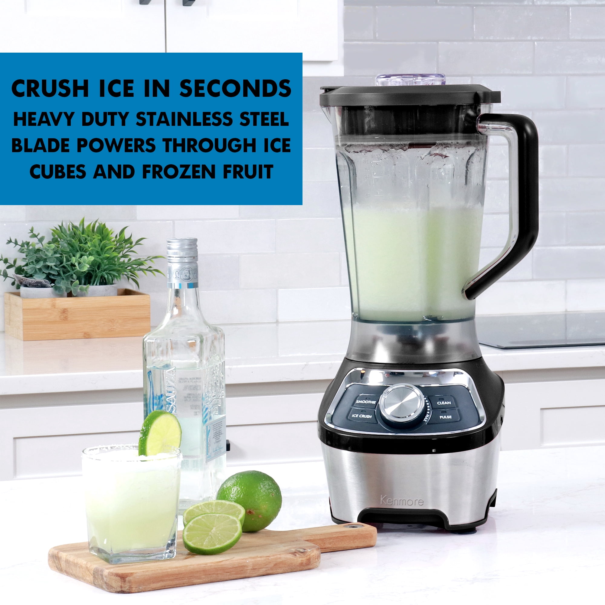 Kenmore 64 oz Stand Blender, 1200W, Smoothie and Ice Crush Modes, Black
