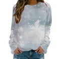 thumbnail image 2 of jsaierl Sweatshirt for Women Round Neck Snowflake Graphic Top Long Sleeve Cozy Shirt Holiday Pullover Sweatshirt, 2 of 5