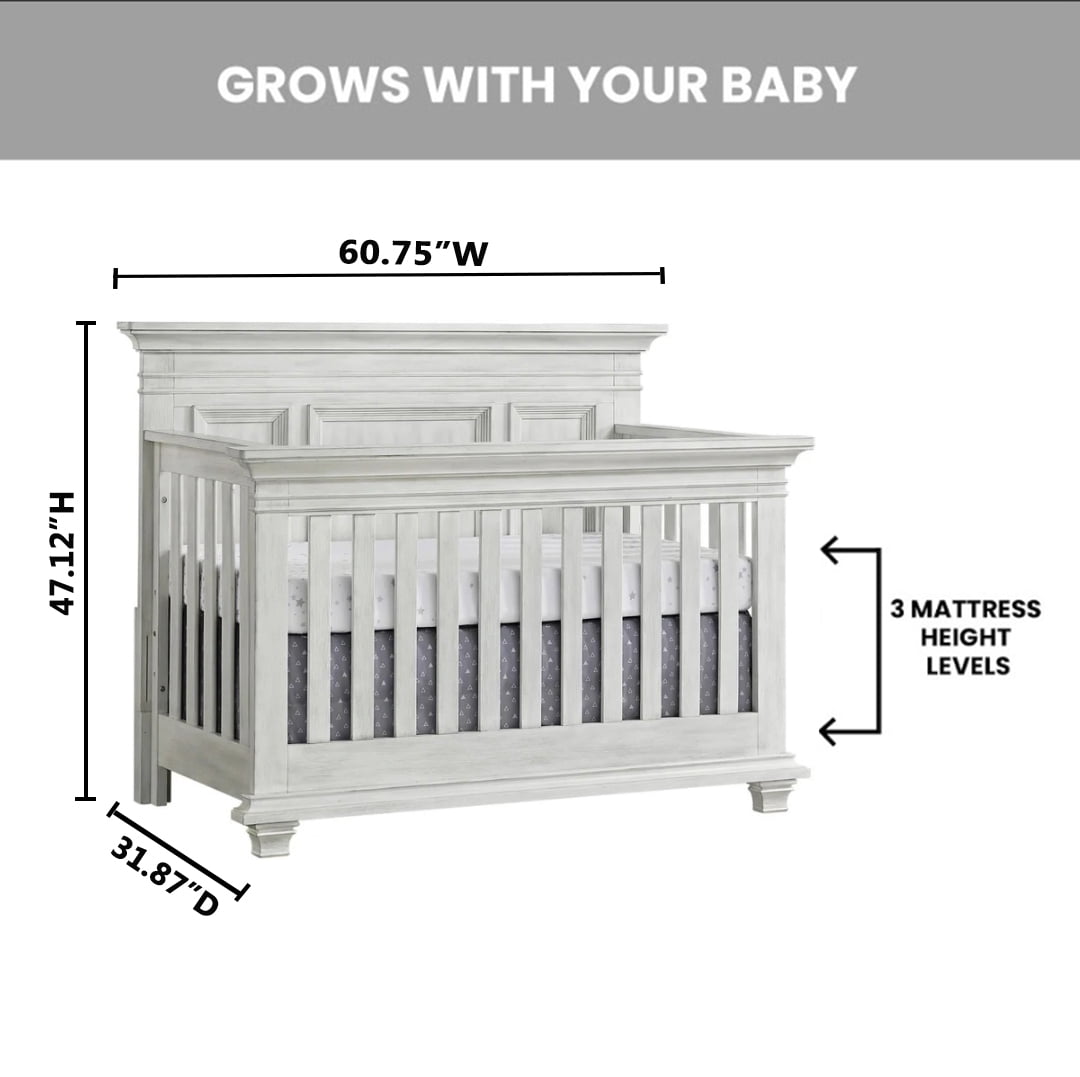 Oxford Baby Weston 4-in-1 Convertible Crib, Vintage White