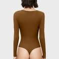 thumbnail image 3 of Black and Friday Clothing Sales Idoravan Bodysuits for Women Long Sleeve,Women's Long Sleeved Versatile Solid Color Fashion Tight Fitting Cutout Jumpsuit Khaki XL, 3 of 6