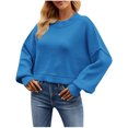 thumbnail image 2 of RXIRUCGD Pull Décontracté pour Femmes Col Rond Ample Manches Longues, Bleu Ciel, Taille : S, 2 of 6