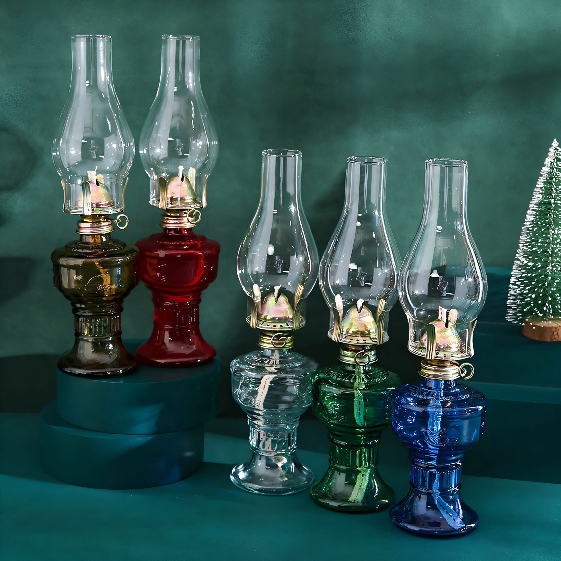 HIBIBUD 2026 New 2Pcs Oil Lamp,Decorative Artistic Appeal Kerosene Lamp,Functional Lighting Solution Glass Lamp Oil Lamps for Indoor Use for Living Room,Bedroom,Dining Room,Patio Style5,33.512.6In