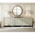 thumbnail image 2 of WAMPAT Dresser with 9 Drawers for Bedroom, 3-in-1 Wooden Wide Chest of Drawers, Modern Closet Storage Organizer with Solid Wood Legs for Living Room, Nursery, 106.2x15.4x32.4, Beige Linen Finish, 2 of 8