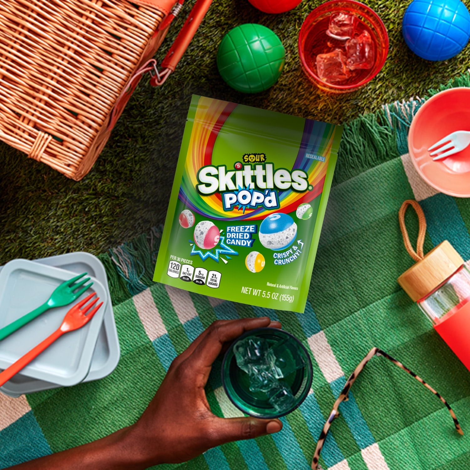 SKITTLES POP'D Sour Freeze Dried Candy - 5.5 oz