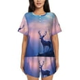 thumbnail image 1 of Fotbe Night Sky Elk Conjunto de Pijama Estampado para Mujer, 2 Piezas, Ropa de Dormir con Camiseta de Manga Corta y Shorts Suaves-3X-Large, 1 of 6