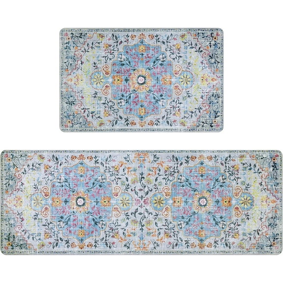 Farmhouse Kitchen Rugs Sets of 2, Cushioned Anti-Fatigue Kitchen Mat for Floor, Non Slip Kitchen Rugs and Mats Waterproof Comfort Standing Mat for Kitchen,Home Office,Sink,Laundry