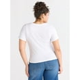 thumbnail image 3 of Sofia Jeans Women's and Women's Plus Ruched Side Tee with Short Sleeves, XS-4X, 3 of 5