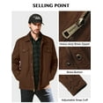 thumbnail image 6 of WenVen Men's Big and Tall Spring Jacket Long Sleeve Work Coat Coffee 3XL, 6 of 8