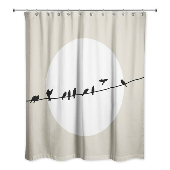 Creative Products Beige Birds on a Line 71x74 Shower Curtain