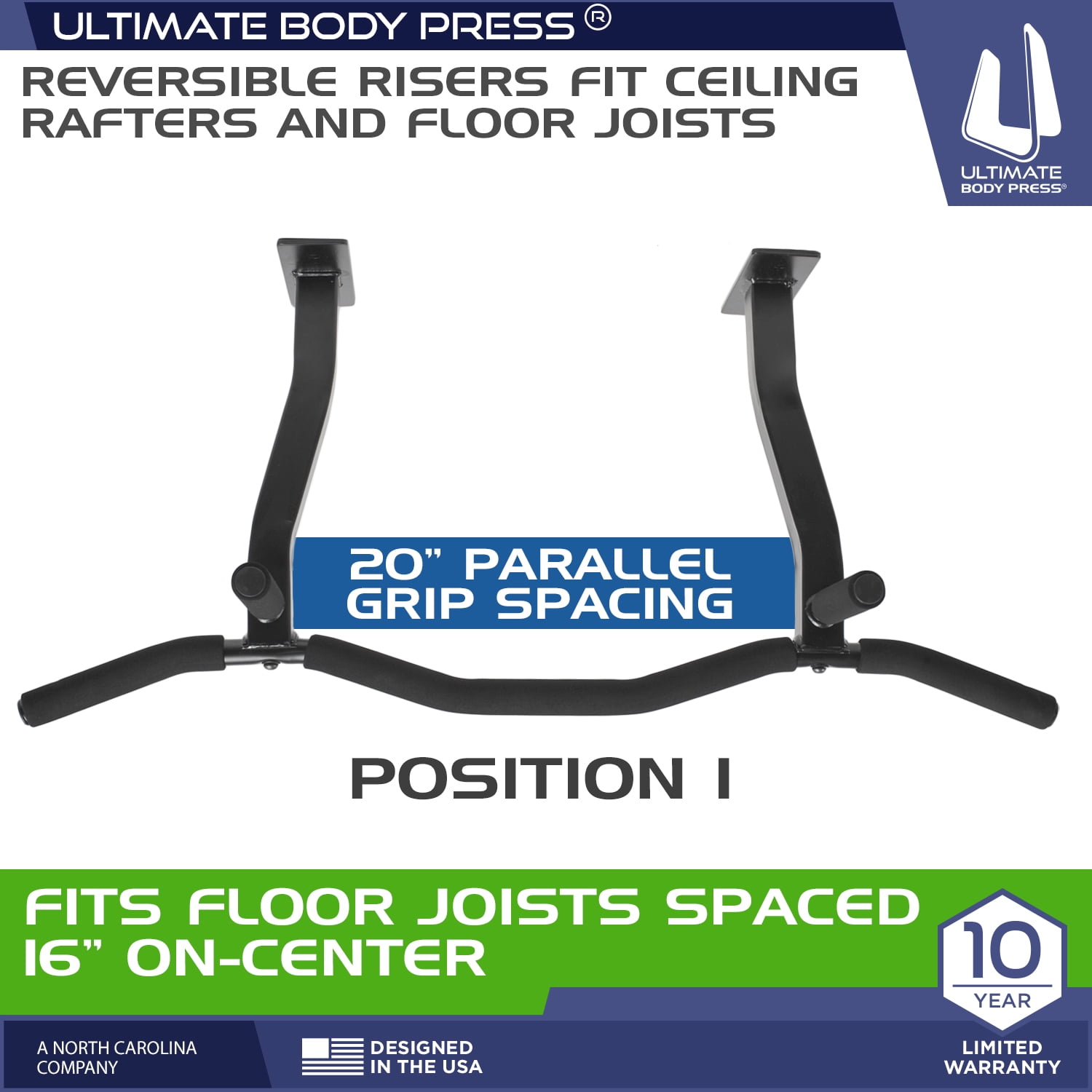 Ceiling Mount Pull Up Bar w/ Reverse Risers