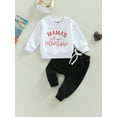 thumbnail image 3 of Kurylemon Toddler Newborn Baby Boy Clothes Mama's Valentine Sweatshirt Sweatpants Fall Winter Cotton Infant Outfits Pant Sets (White-Mama's Valentine, 6-12 Months), 3 of 9