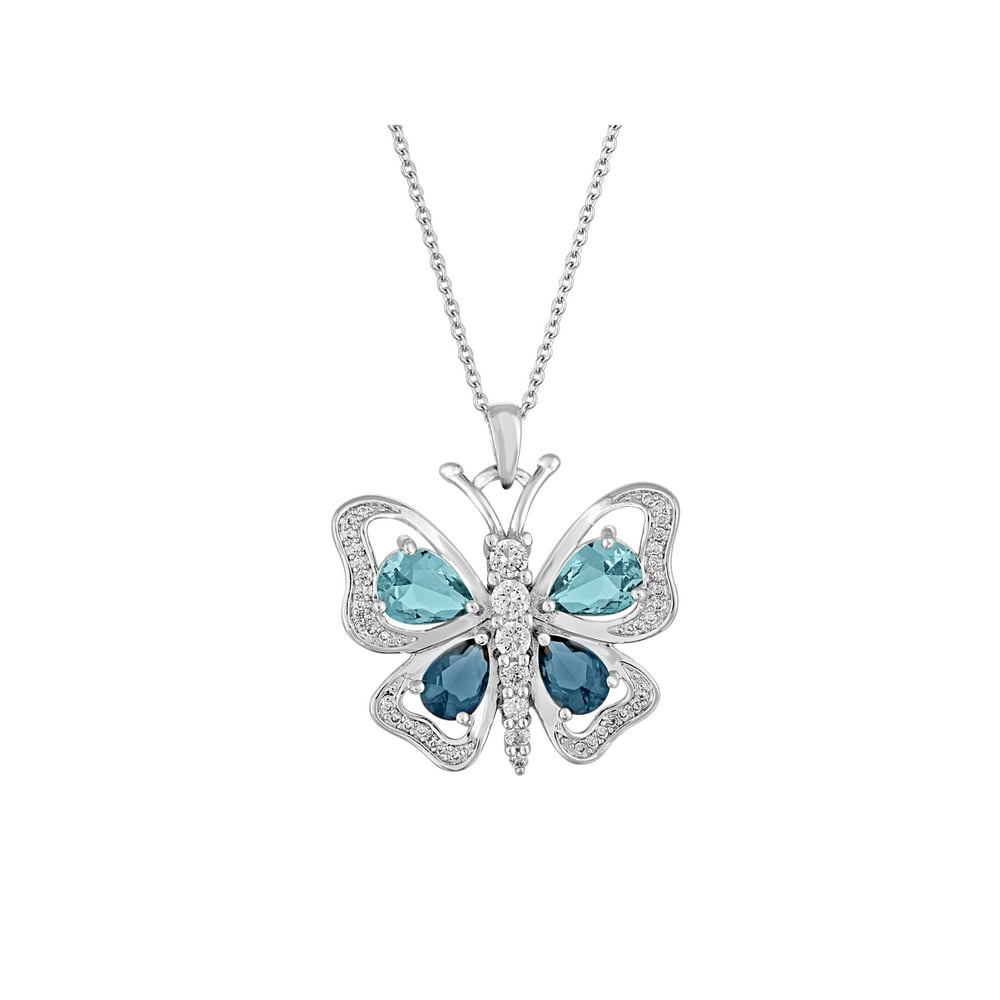 Believe by Brilliance Sterling Silver Plated Simulated Blue Topaz