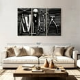 thumbnail image 2 of Elephant Stock Monochrome Tools For Hair Wall Art - Horizontal Multi Panel Canvas - Living Room Wall Decor - Fashion And Beauty Multi Panel - Black And Gray Decor - 74" x 48", 2 of 4