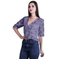 thumbnail image 5 of Moomaya Womens Printed Cotton V-neck Crop Top Elbow Sleeve Summer Clothing Boho Blouse, 5 of 7