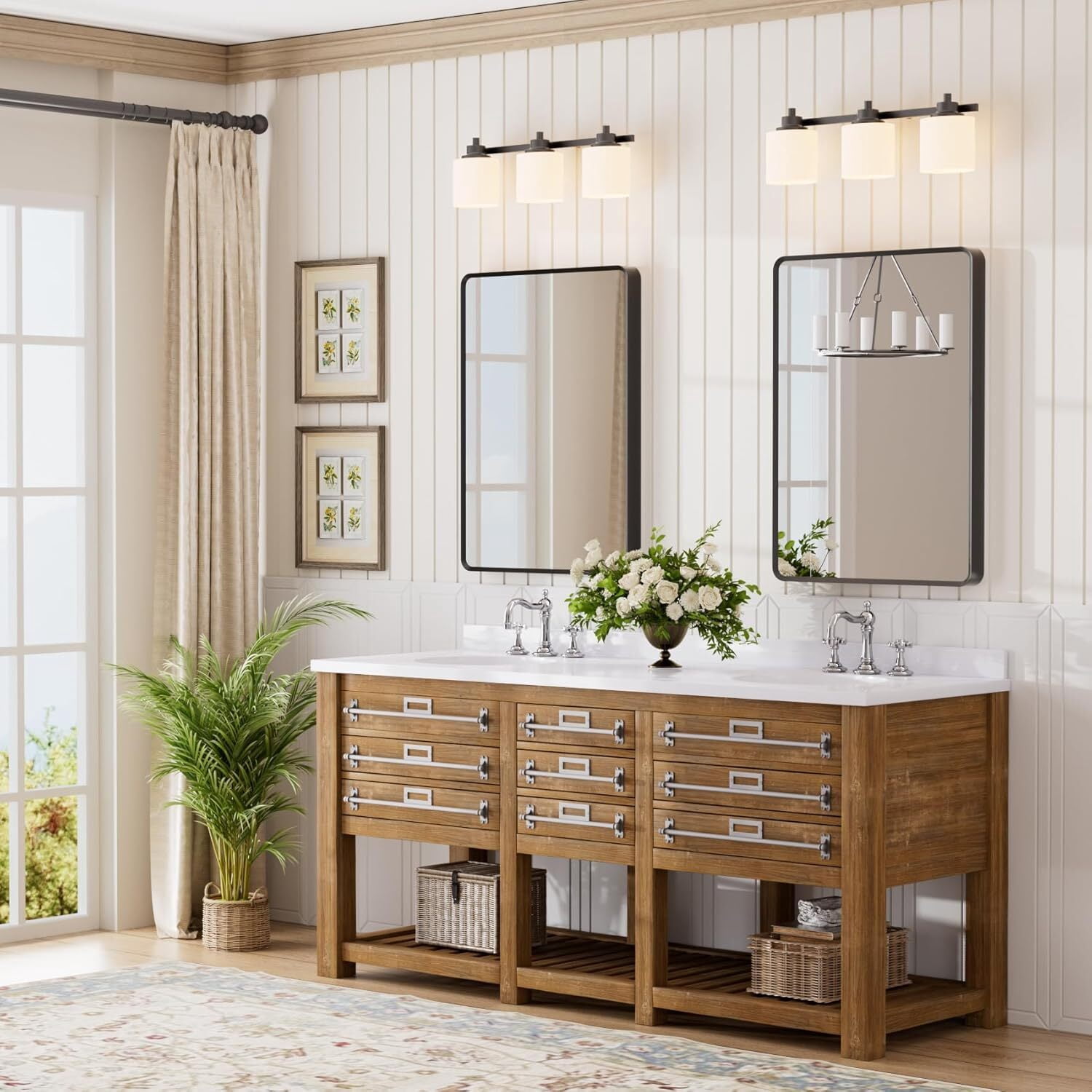 Lumora 24.2"x 36.3" Wall Mirror Rectangle Rounded Corner Hanging Vanity Mirror,Black