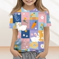 thumbnail image 2 of LTTVQM Girls 2026 Easter Shirts Short Sleeve Happy Eggs Bunny Graphic Tee Comfy Round Neck Blouses Trendy Clothes White 12-13 Years, 2 of 5