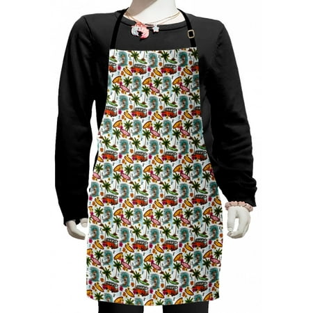 

Abstract Kids Apron Surf Themed Vibrant Image Vintage Van and Flower Arrangement Seagulls Action Hobby Boys Girls Apron Bib with Adjustable Ties for Cooking Baking Painting Multicolor by Ambesonne