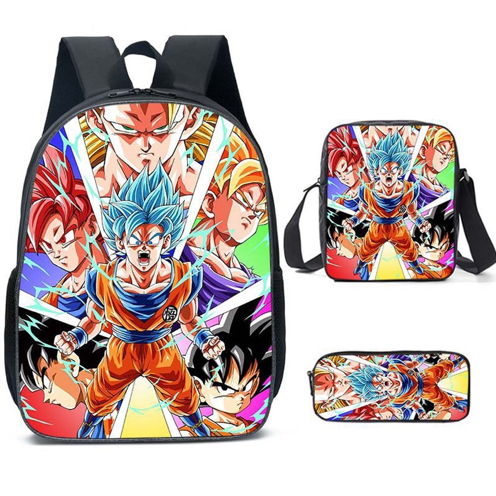 Cartoon Dragon Ball GOKU Backpack 3 Pieces School Bag Pencil Bag Shoulder  Bag Sets For Boys Teenagers