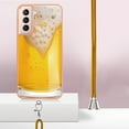 thumbnail image 3 of for Samsung Galaxy S21 Plus Crossbody Strap Phone Case, Anti-Fall Pattern Clear Design Transparent Soft & Flexible TPU Drop and Shockproof Protective Cover with Adjustable Nylon Neck Strap, Draft Beer, 3 of 7