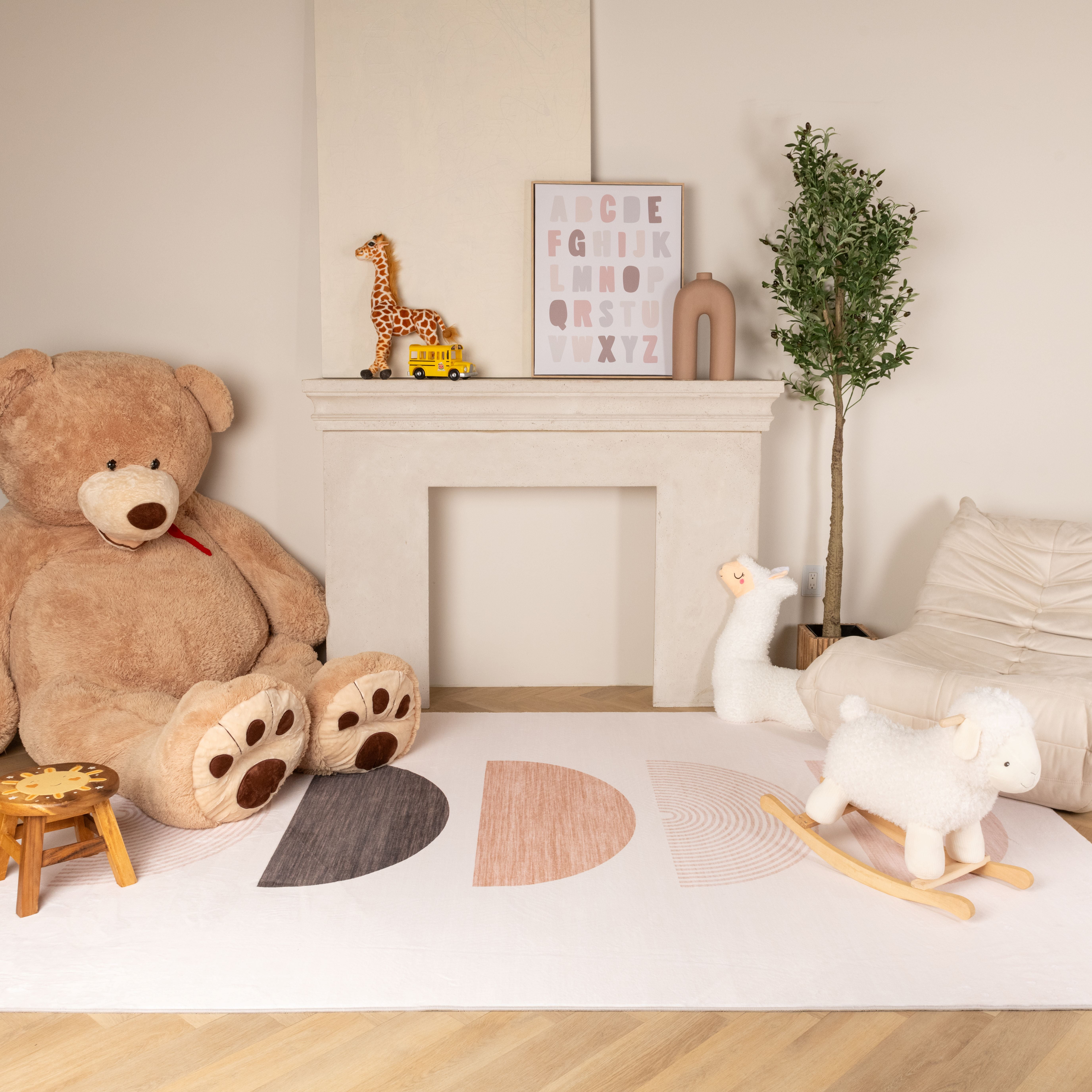 Rug Branch Soft Steps Playtime 5' x 7' (5'3" X 7'7") Boho Playmat Indoor Area Rug, Kids, Cream Beige - Playroom, Nursery, Kids Bedroom