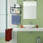 2 Tier Metal Wire Wall Mounted Bathroom Towel Rack with Shelf