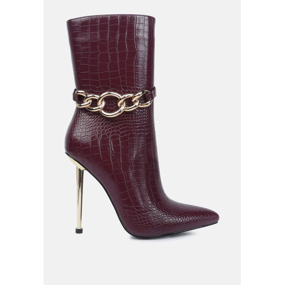 Nicole Croc Patterned High Heeled Ankle Boots