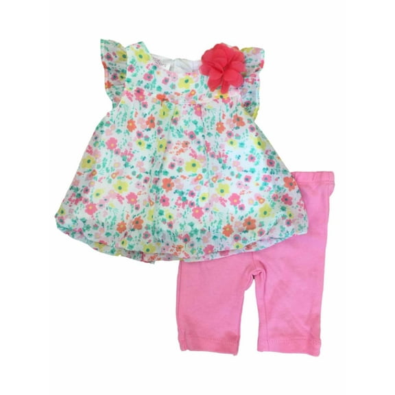 Infant Girls Floral Chiffon Baby Outfit Shirt & Leggings 2 Piece Set Newborn