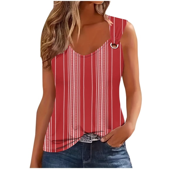 WRKEKC Summer Tank Tops for Women Print Sleeveless Loose Fit V-Neck Cami Racerback Tank Breathable Daily Lounge Top