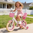 thumbnail image 4 of Korimefa Girls Bike for Toddlers 4-8 Years Old Kids, 14 inch Kids Bike with Training Wheels, Basket and Doll Seat, Children Bicycles with Handbrake, White, 4 of 18